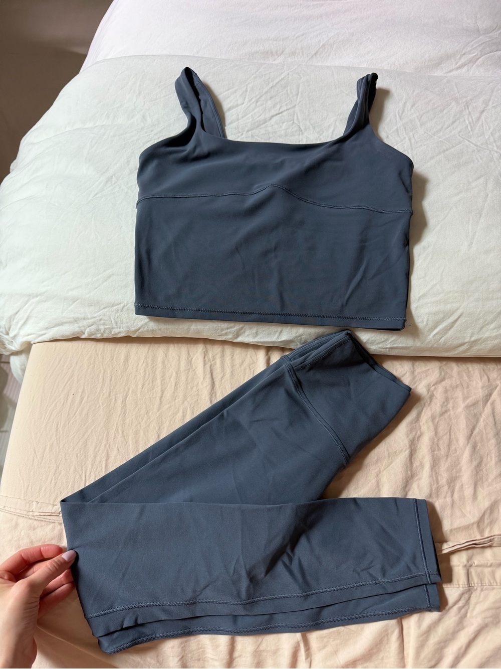 Cropped Athletic Tank and Legging Set — Slate Gray
